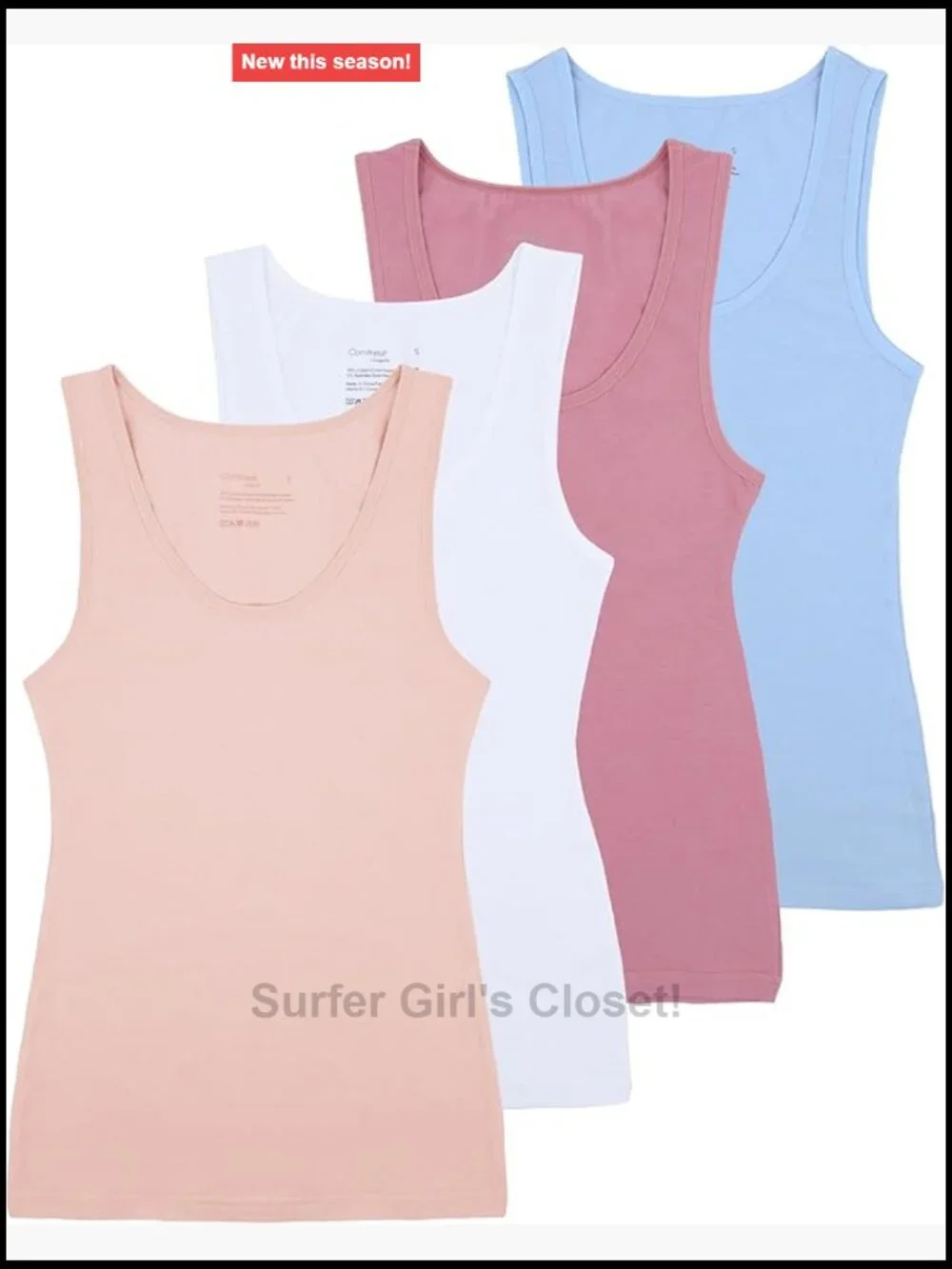 4-Pack Slim-Fit Cotton Spandex Tank Tops Sleeveless Casual